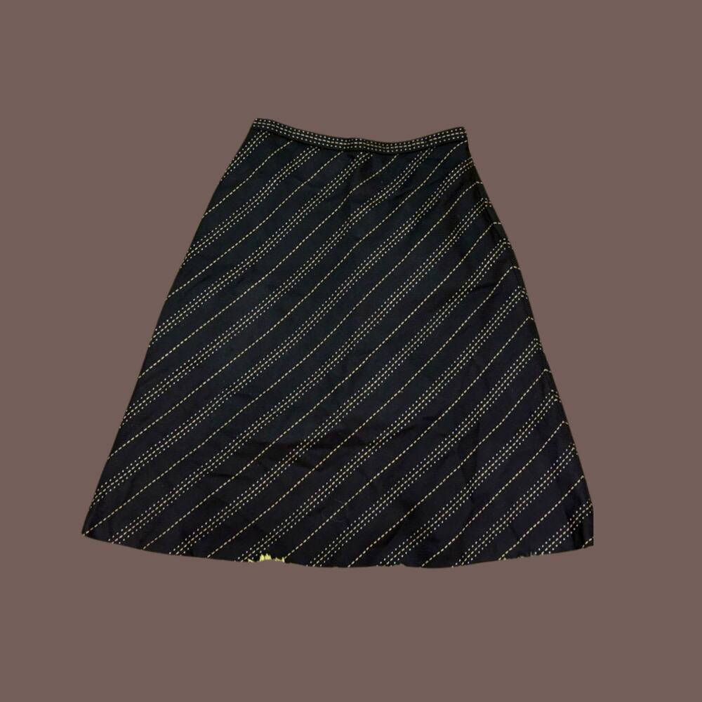Vintage Talbots Women’s Black Wool Diagonal Stitch A-Line Midi Skirt Size 10